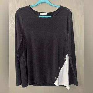 Black and white long sleeve blouse